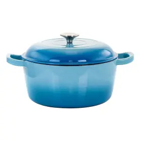 936112872m Megachef Cast Iron 5 Quart Casserole Blue