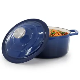 Mc-cr20f-blue Megachef 2.7 Quart Round Enameled Cast Iron Casserole In Gradient Dark Blue