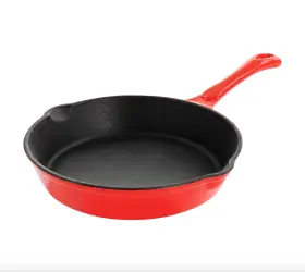 Mcce-8red Megachef 8 Inch Enameled Round Seasoned Cast Iron F Rying Pan- Red