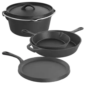 Mcci-440 Megachef Pre-seasoned Cast Iron 5-piece Kitchen Cookware Set Pots And Pans