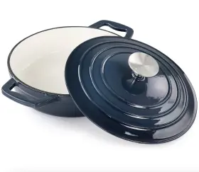 Mg-brs22db Megachef 2 Quart Round Enameled Cast Iron Braiser Pan In Dark Blue