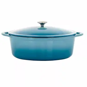 Mg-co33ab Megachef 7 Quarts Oval Enameled Cast Iron Casserole In Blue