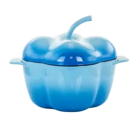 Mg-cp23ab Megachef Pepper Shaped 3 Quart Enameled Cast Iron Casserole In Blue