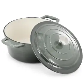 Mg-cr25ag Megachef 5 Quarts Round Enameled Cast Iron Casserole With Lid In Gradient Gray