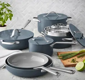 Member Mark 445028446431 11 Piece Modern Ceramic Cookware Set With Smart Kitchen Tools A
