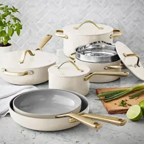 Members Mark 193968189181 11-piece Modern Ceramic Cookware Set Cream