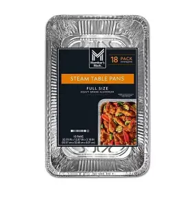 600524 Members Mark Full Size Aluminum Steam Table Pans 18 Ct. - Choose Your Count