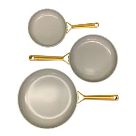 980402024 Members Mark 3-piece Non-stick Ceramic Fry Pan Set Cream