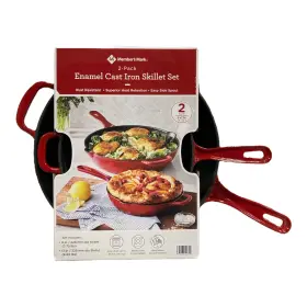 Rpi220045 Members Mark Rpi33 2pc Enamel Cast Iron Skillet Set Red