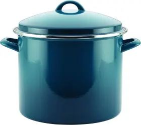 Meyer Corporation 051153463266 Rachael Ray Enamel On Steel Stock Pot/stockpot With Lid 12 Quart Marine Blue