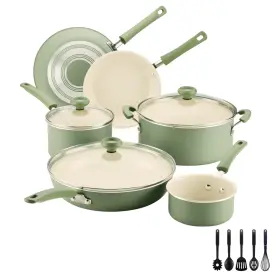 12245 Meyer Corporation Farberware Easy Clean Pro Ceramic Nonstick Cookware Set 14-piece Green