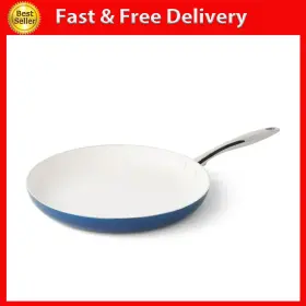 Meyer Industries Limited 445005737705 The Pioneer Woman Harlow 12 Inch Ceramic Non-stick Fry Pan Denim Blue