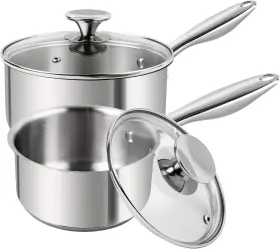 Michelangelo 114129911441 2 Piece Stainless Steel Saucepan Set - 1 Quart And 2qt