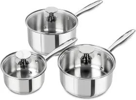 Michelangelo 445002654623 Stainless Steel Saucepan Set With Lids 1 Quart And 2 3qt S