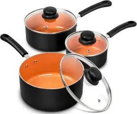 Michelangelo 445033684637 Nonstick Sauce Pan With Lid 1qt&2qt&3 Quart Ceramic Saucepan Copper S