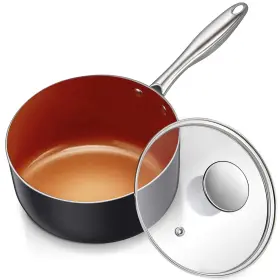 Michelangelo 614409704737 Nonstick 2 Quart Sauce Pan With Lid Ultra-nonstick Copper