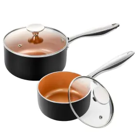 Michelangelo 614409705017 Saucepan Set With Lid Nonstick Copper Sauce Pan Ceramic 1 Quart 2