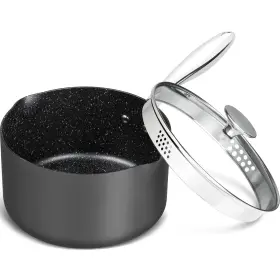 Michelangelo 614409707394 3 Quart Saucepan With Lid Hard Anodized Nonstick Sauce Pan Strainer