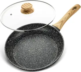 Michelangelo 768253182217 Nonstick Frying Pan With Lidnonstick 12inch Stone C