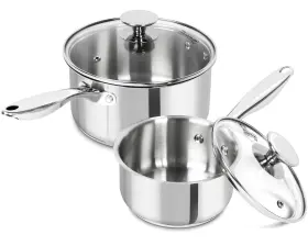 B0bf9hczmv Michelangelo 4pc Stainless Steel Saucepan Set 1 Quart 3 Nonstick Lid Induction