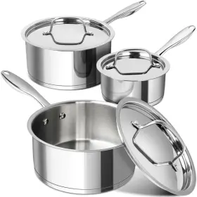 Michelangelo B0cfh71d7p Stainless Steel Saucepan Set Lids Tri-ply Bottom Sauce