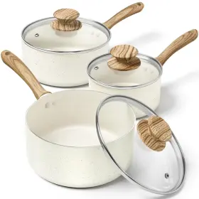 Michelangelo B0cr38rjqz Saucepan Set Lid Nonstick Sauce Pan Sets Granite Coatings