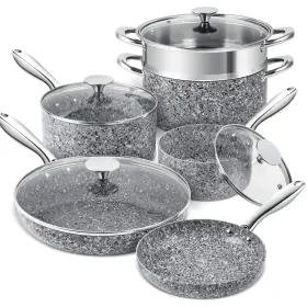 Decj-js-1214-293 Michelangelo Stone Cookware Set 10 Piece Ultra Nonstick Pots And Pans With Stone-deri
