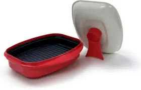 G03rs2 Microhearth Grill Pan For Microwave Cooking Red