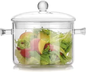 Miecux 734257018197 Simmer Pot - 1.7l/57oz Glass Saucepan Heat-resistant Borosilicate Handm