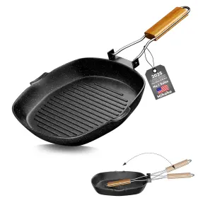 Bkk2010 Mihoho Nonstick Grill Pan 9.5 Inch Large Grilling In Gray Granite