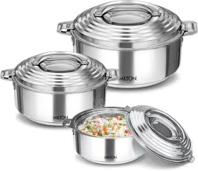 Milton 313107174186 Thermosteel Galaxia Insulated Hotpot Casseroles Set Of 3 Stainless Stee