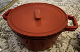 Misen 850018259330 7 Quart Enamel Cast Iron Dutch Oven Grill Combo Red