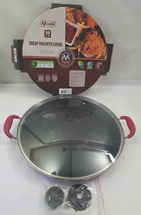 Mister Cook 638936988828 Edge 35cm Non-stick Aluminum Crepe Pan With Lid Red