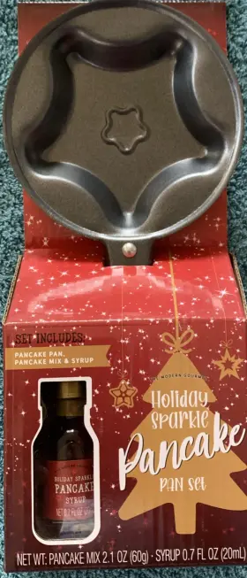 Modern Gourmet 732346529555 Holiday Sparkle - Star Design Mini Pan Skillet Pancake Mix And Syrup Set. New