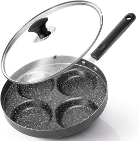 Modern Innovations 840342301553 4-cup Nonstick Egg Frying Pan With Lid Fried Omelette Mini Pancak
