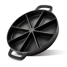 Modern Innovations 840342304875 Classic Cast Iron Wedge Pan Non-stick Cornbread Skillet With Easy Transport