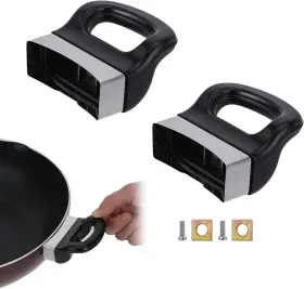 611220 Molain 1 Ewgebfddb 2 Pcs Pot Handle Short Side Replacement Set Metal Black Pressure Pan