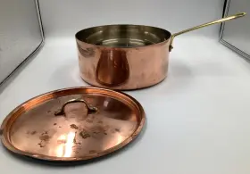 672017 Mopita Polished Copper And Stainless Steel Sauce Pan With Lid 1.9 Qt