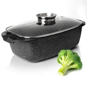 69e5f495b5b21094af05894c Moss & Stone 6 Quart Oval Roaster Pot With Lid 12 X8.3 Die Cast Aluminum Chicken