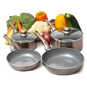Moss & Stone 897038502813 And 6 Pcs Dark Grey Nonstick Cookware Set Pots Pans Non Stic