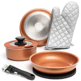 Moss & Stone 897038503551 Copper Pots And Pans Set Nonstick Removable Handle Cookware Stackable