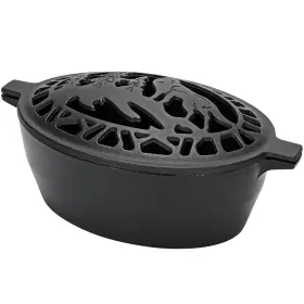 Myfireplacedirect 974074732645 Wood Stove Steamer Humidifier 2.5 Quart With Decorative Wolf Pattern Cast Ir