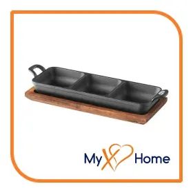 Myxohome 904663912352 3 Compartment Pre-seasoned Rectangular Mini Cast Iron Divided Server 1