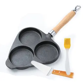 Nadalan B0779xmdzd Cast Iron Omelette Egg Burger Fried Pot Pancake Pan 3-mold