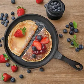 Navaris 067668112892 Cast Iron Griddle Pan - Durable Pancake Also For Pizza Tortilla Dosa Tawa