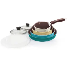 52106 Neoflam Midas 9pc Nonstick Ceramic Cookware Set Pfoa Free Kitchenware With Saucepan