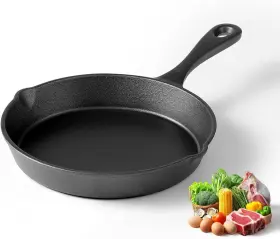 Neoforge 747759035487 Cast Iron Skillets 8 Inch Frying Pan With Teardrop Handle Oven Safe Durable C