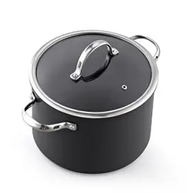 Nc-00343 Neway International Housewares Stockpot Dutch Oven Casserole With Glass Lid 8 Quarts Black-non Induction