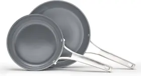 Newell Brands 016853112814 Calphalon Premier Ceramic Nonstick 8 Inch And 10 Frying Pan Set Mushroom Grey