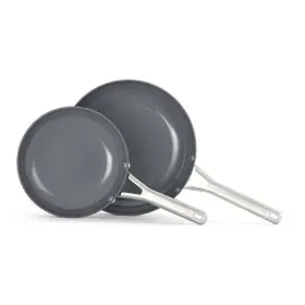 2207715 Newell Brands Ceramic Nonstick 8 Inch And 10 Frying Pan Set Silver Ash